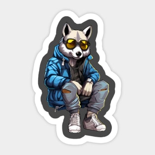 Hip-pop super star husky dog Sticker